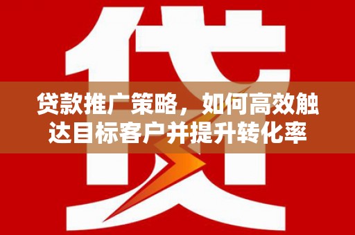 将乐贷款推广策略，如何高效触达目标客户并提升转化率