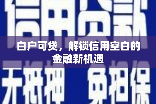 将乐白户可贷，解锁信用空白的金融新机遇