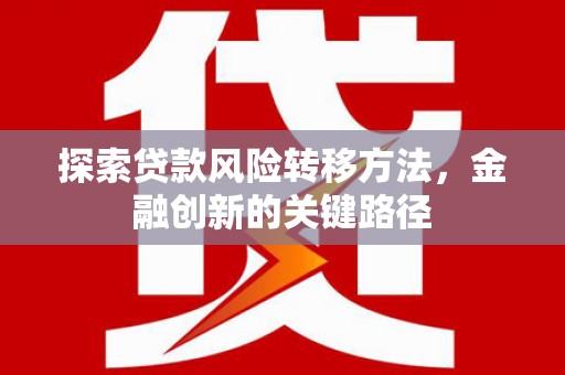 将乐探索贷款风险转移方法，金融创新的关键路径